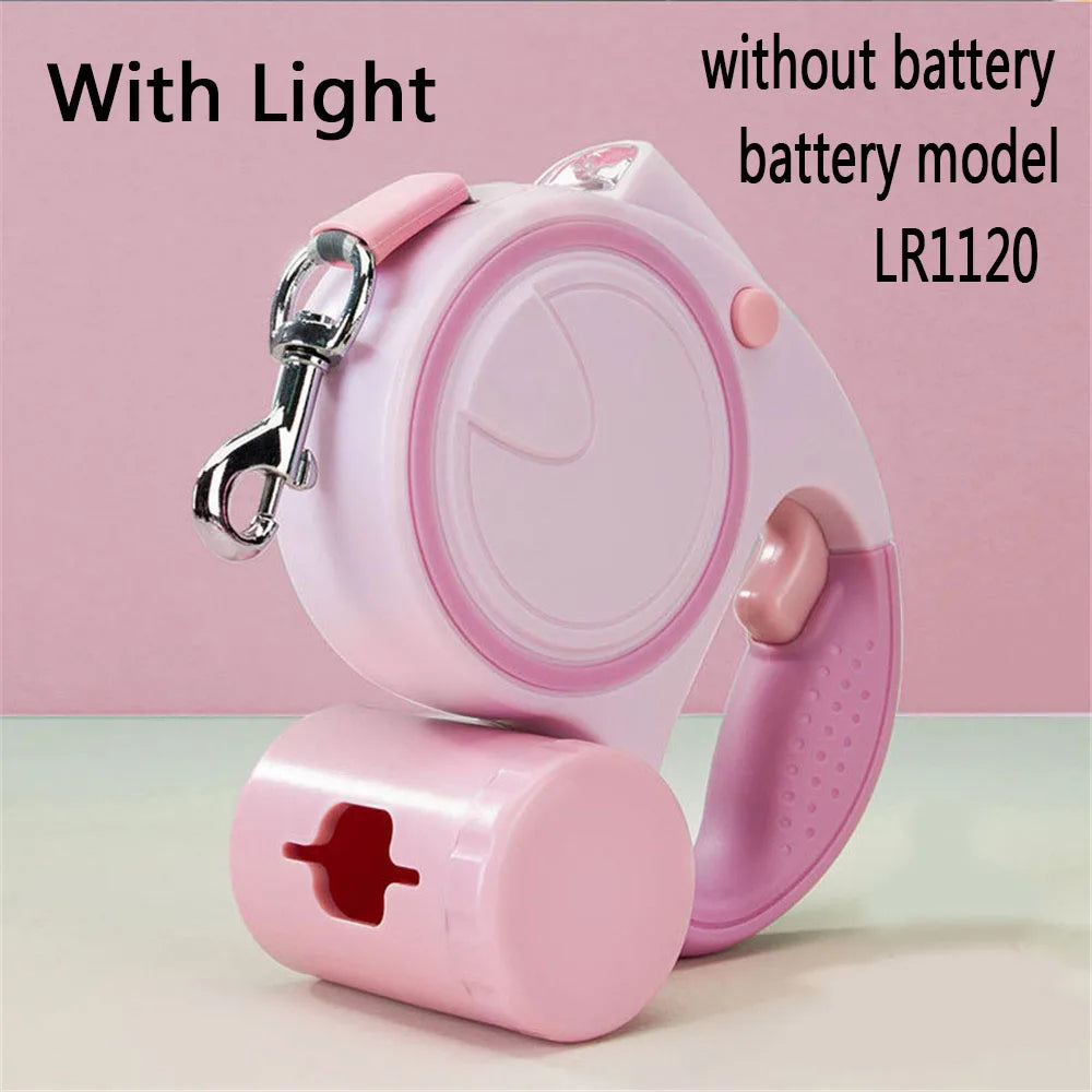 Retractable Dog Leash With Led Lights and Poop Bag Holder/Dispenser