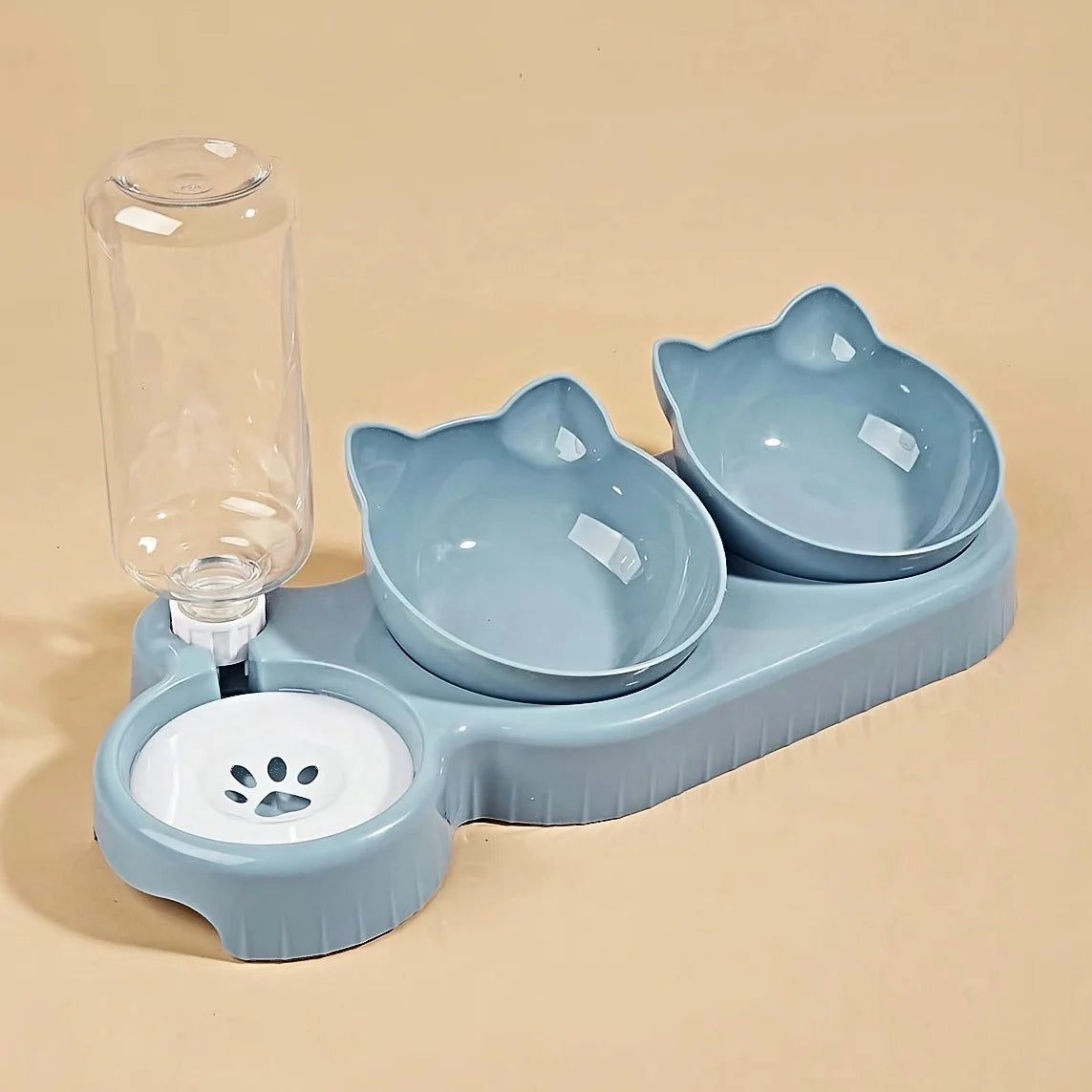 3-in-1 Cat & Dog Feeding Station – Elevated Tilted Bowls with Automatic Water Dispenser for Small Pets