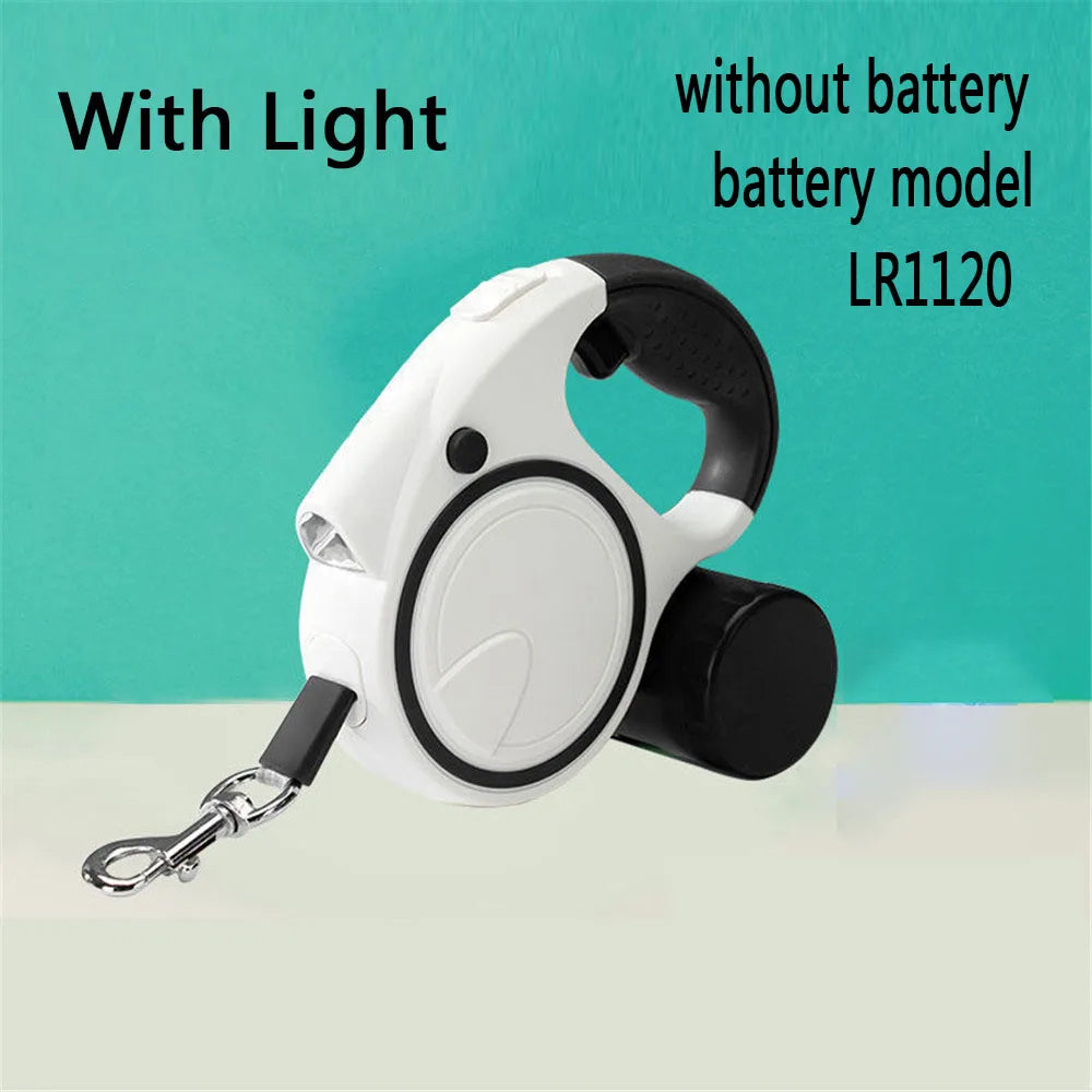 Retractable Dog Leash With Led Lights and Poop Bag Holder/Dispenser