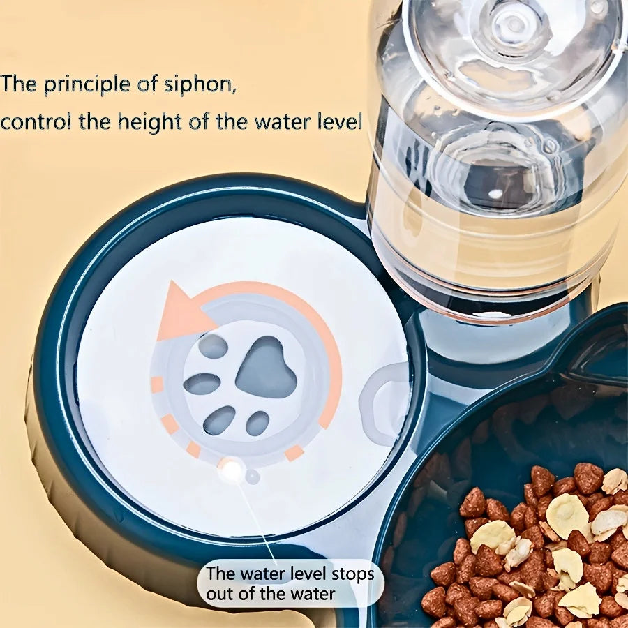 3-in-1 Cat & Dog Feeding Station – Elevated Tilted Bowls with Automatic Water Dispenser for Small Pets