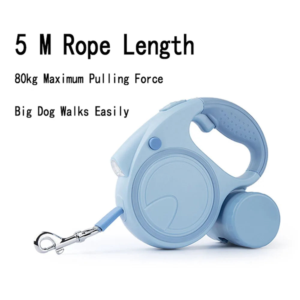 Retractable Dog Leash With Led Lights and Poop Bag Holder/Dispenser