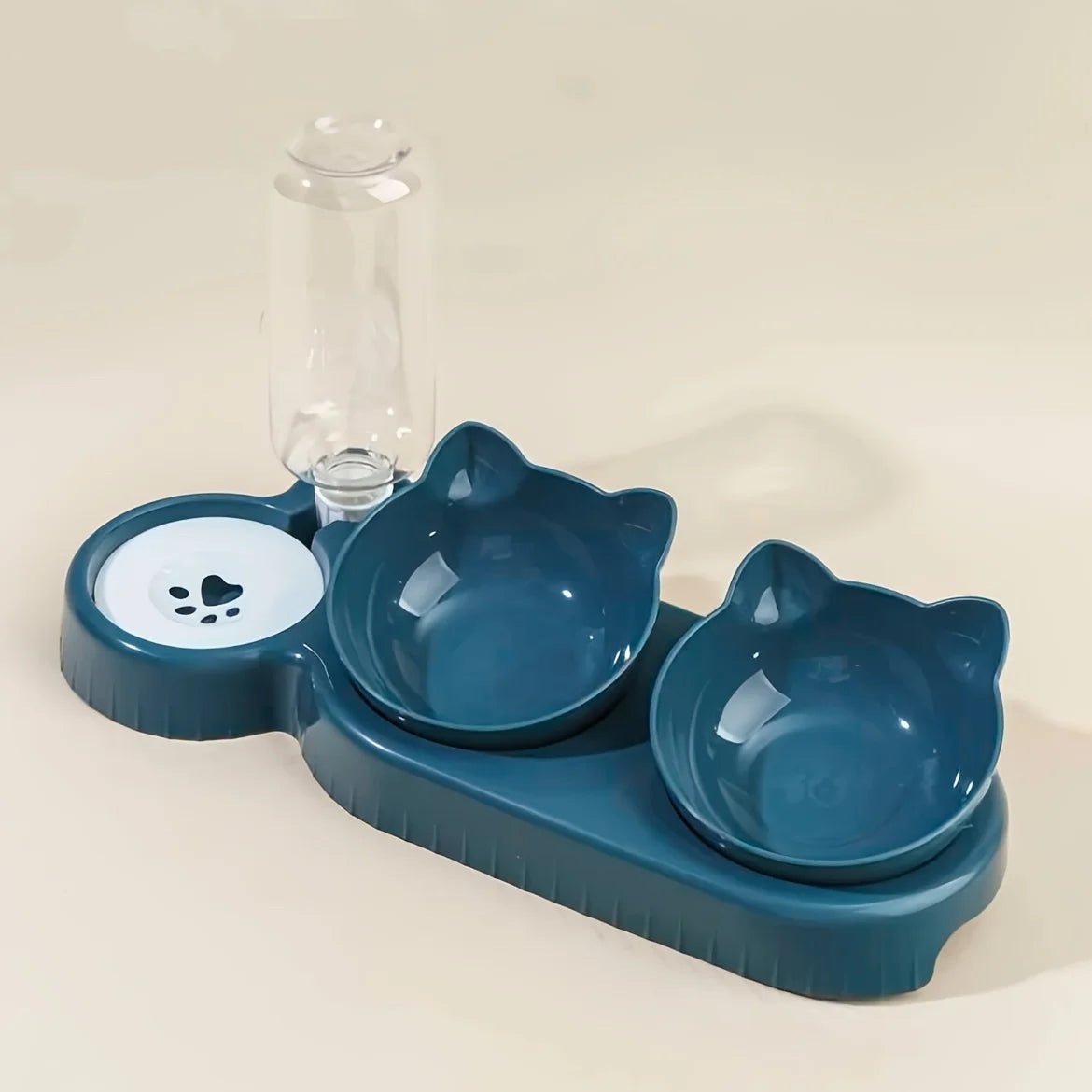 3-in-1 Cat & Dog Feeding Station – Elevated Tilted Bowls with Automatic Water Dispenser for Small Pets