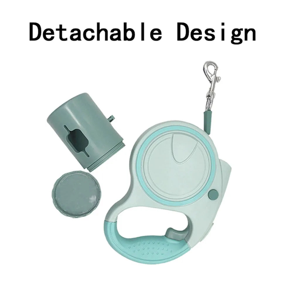 Retractable Dog Leash With Led Lights and Poop Bag Holder/Dispenser