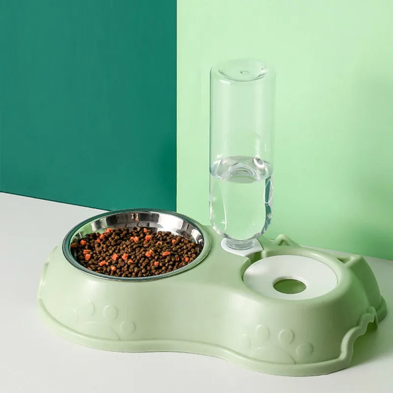 Stainless Steel Cat & Dog Bowl with Automatic Water Dispenser – 2-in-1 Pet Feeding Station, Spill-Proof, Hygienic & Durable Design