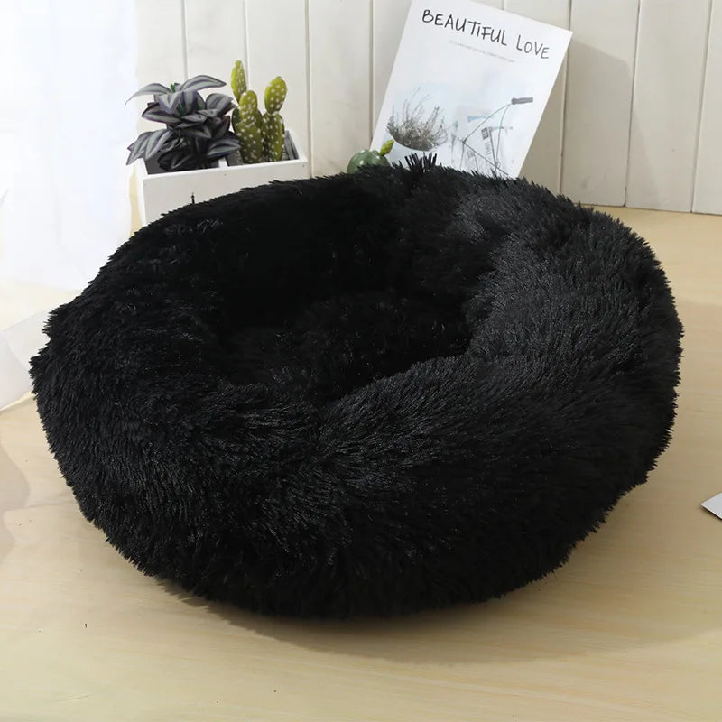 Donut Cuddler Plush Pet Bed – Round Fluffy Calming Dog & Cat Bed, Winter Warm Nest for Small, Medium & Large Pets