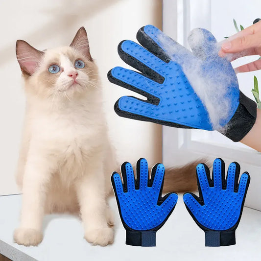 Pet Grooming Glove – Five-Finger Deshedding & Hair Removal Glove for Dogs, Cats & Rabbits, Washable Bath & Massage Brush