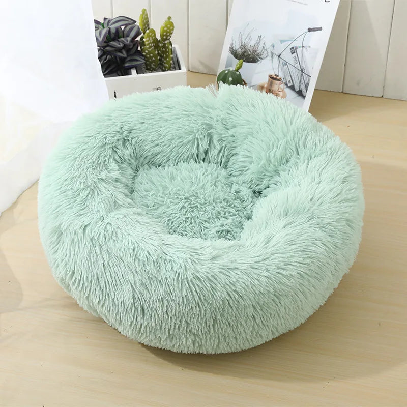 Donut Cuddler Plush Pet Bed – Round Fluffy Calming Dog & Cat Bed, Winter Warm Nest for Small, Medium & Large Pets
