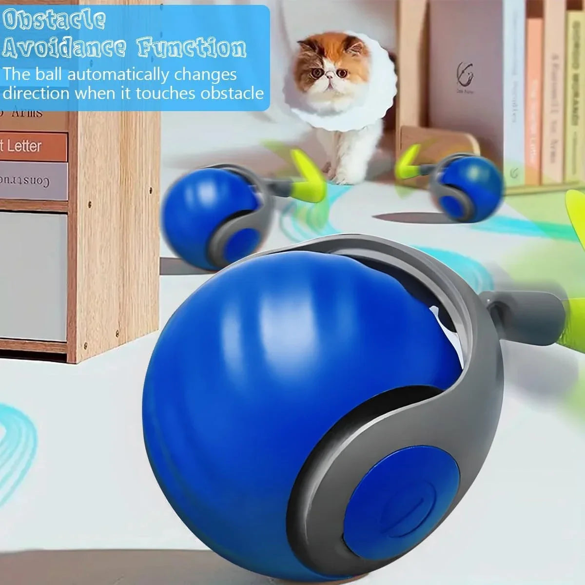 Interactive Cat Toy Ball – Smart Rolling Pet Ball with Auto Modes, USB Rechargeable, Random Motion, and Plush Tail Attachment