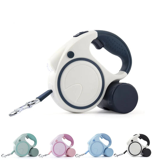 Retractable Dog Leash With Led Lights and Poop Bag Holder/Dispenser