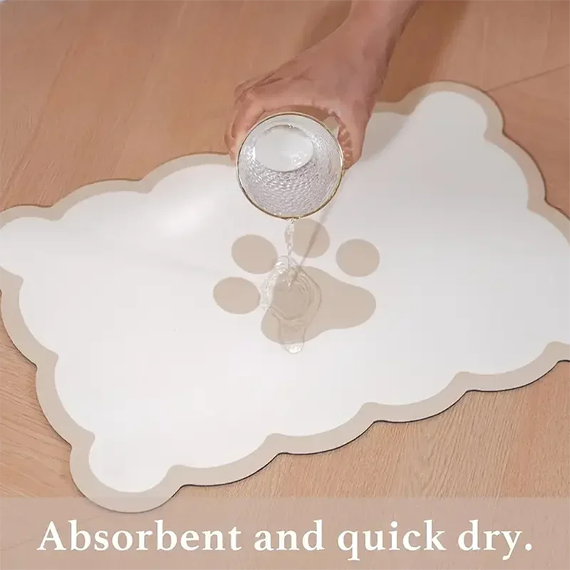 Pet Feeding Mat – Waterproof, Absorbent & Non-Slip Paw Print Placemat for Dog & Cat Food and Water Bowls