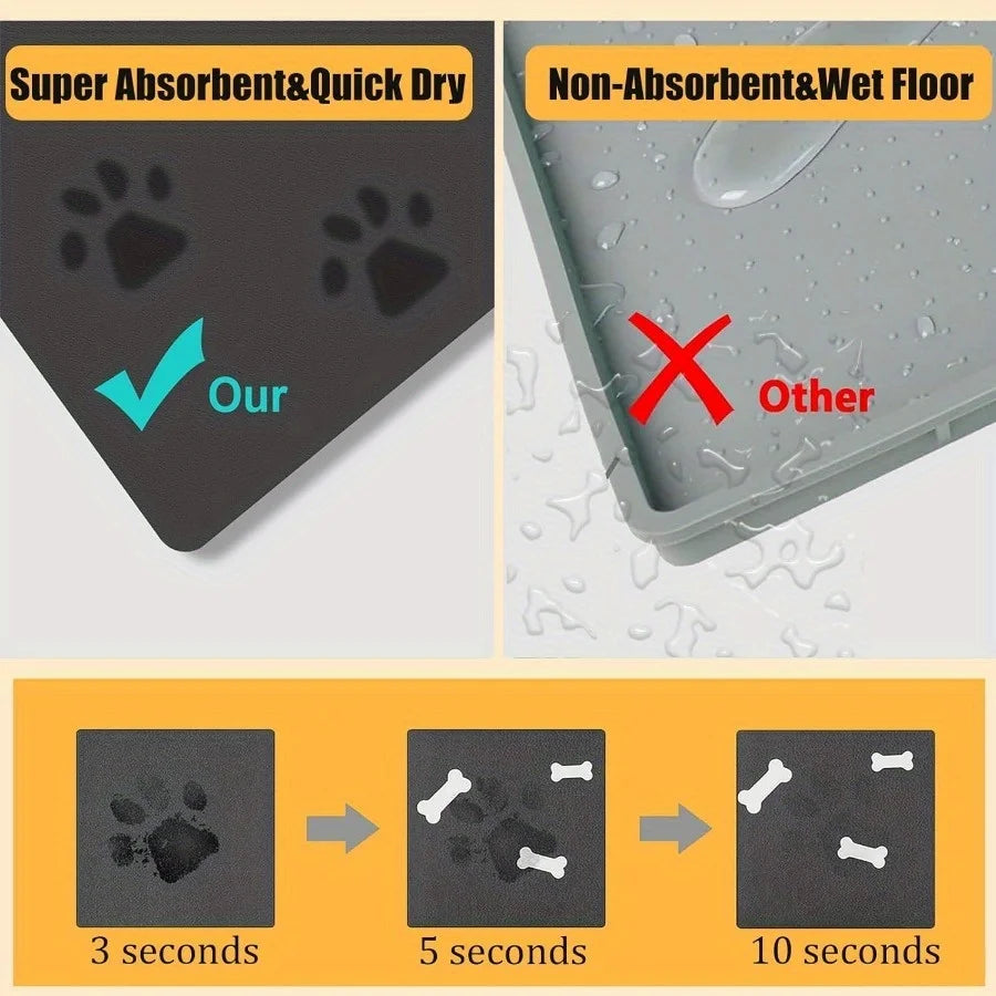 Super Absorbent Pet Feeding Mat – Waterproof, Non-Slip Quick-Dry Food Bowl Placemat for Dogs & Cats