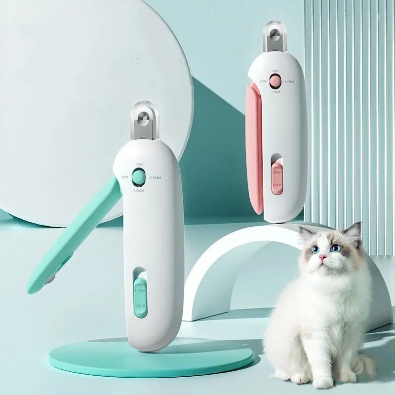 Professional Pet Nail Clippers – Adjustable Safety Cat & Dog Claw Trimmer with Hidden Nail File, Anti-Splash Guard & Lock