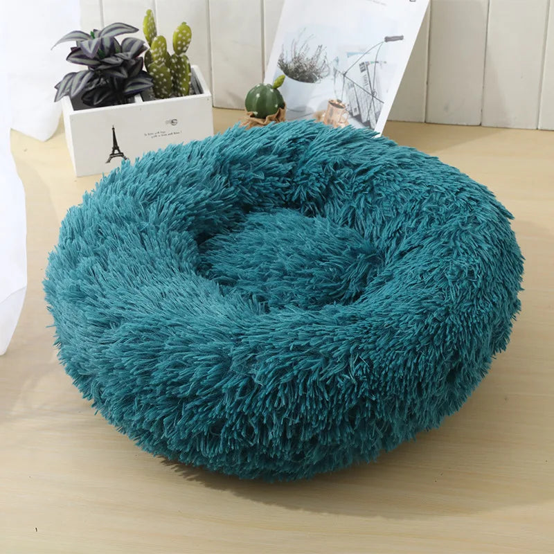 Donut Cuddler Plush Pet Bed – Round Fluffy Calming Dog & Cat Bed, Winter Warm Nest for Small, Medium & Large Pets