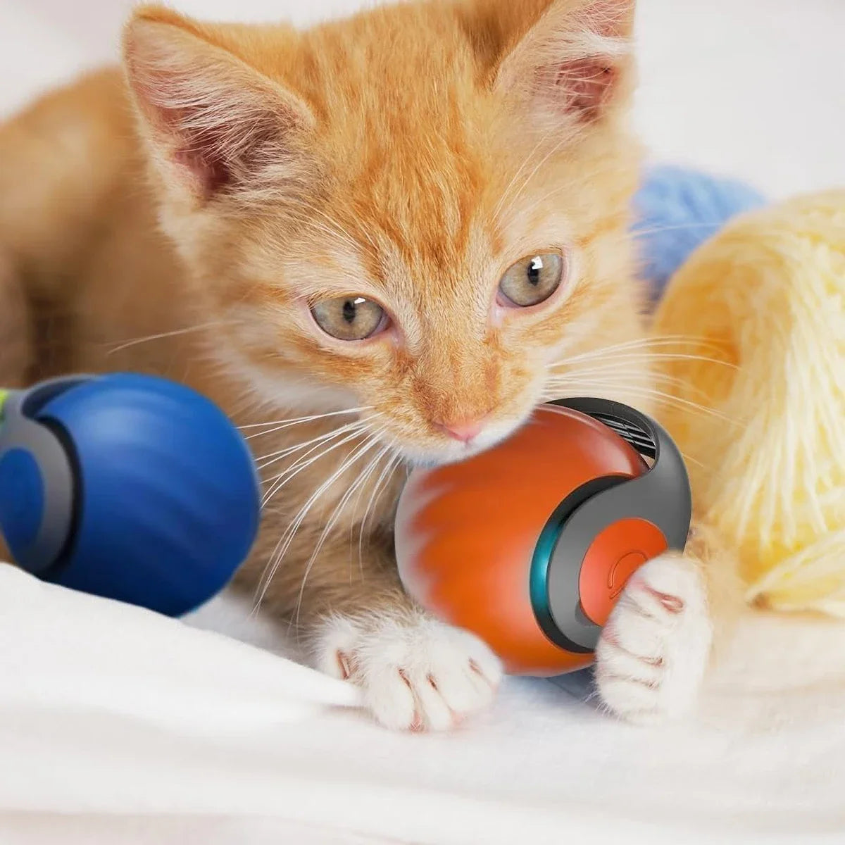 Interactive Cat Toy Ball – Smart Rolling Pet Ball with Auto Modes, USB Rechargeable, Random Motion, and Plush Tail Attachment