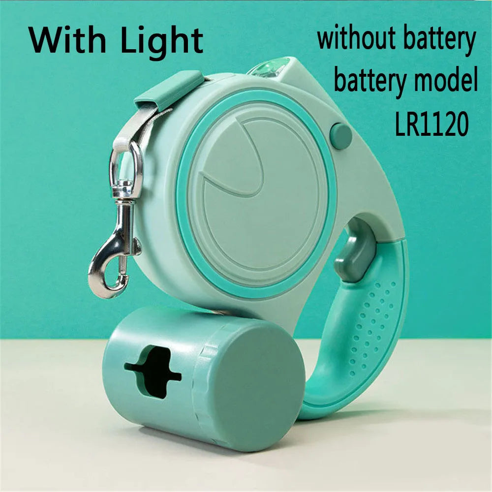 Retractable Dog Leash With Led Lights and Poop Bag Holder/Dispenser