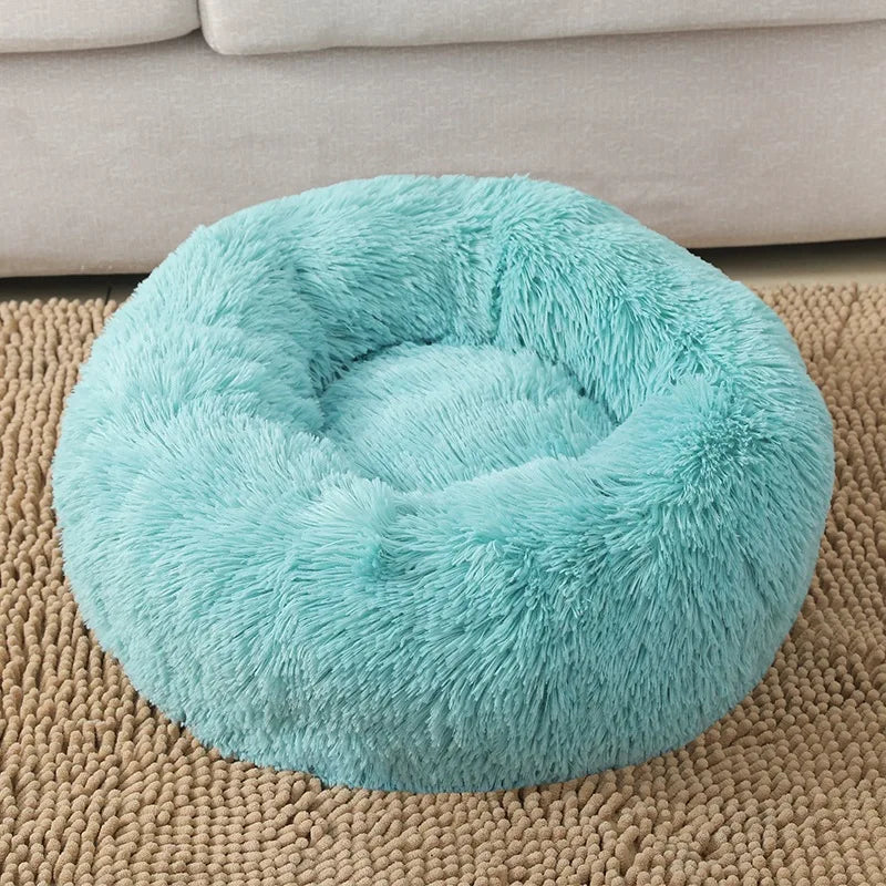 Donut Cuddler Plush Pet Bed – Round Fluffy Calming Dog & Cat Bed, Winter Warm Nest for Small, Medium & Large Pets