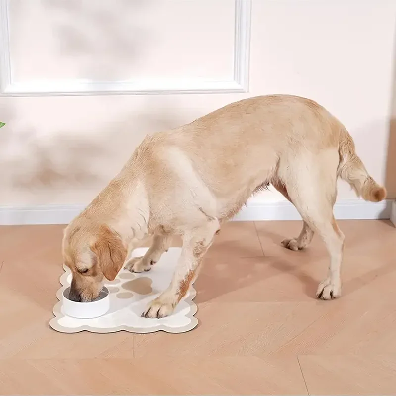Pet Feeding Mat – Waterproof, Absorbent & Non-Slip Paw Print Placemat for Dog & Cat Food and Water Bowls