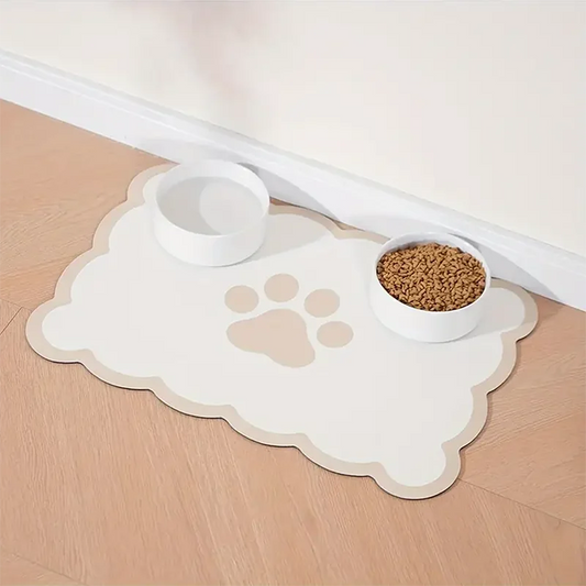 Pet Feeding Mat – Waterproof, Absorbent & Non-Slip Paw Print Placemat for Dog & Cat Food and Water Bowls