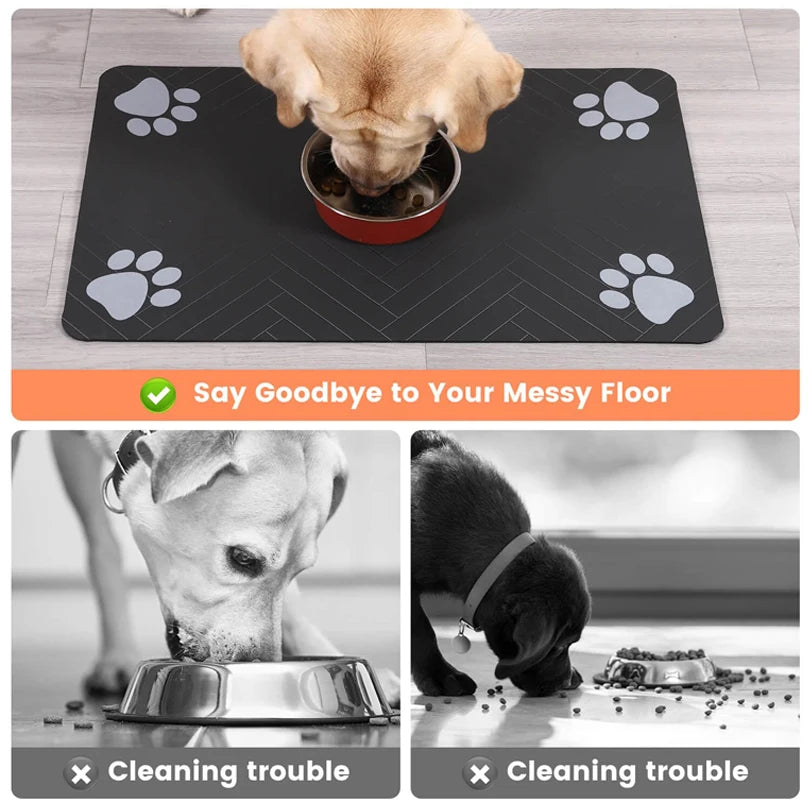 Waterproof Pet Feeding Mat for Dogs & Cats – Non-Slip, Absorbent Food Bowl Placemat, Easy-Clean & Durable Pet Feeding Area Protector