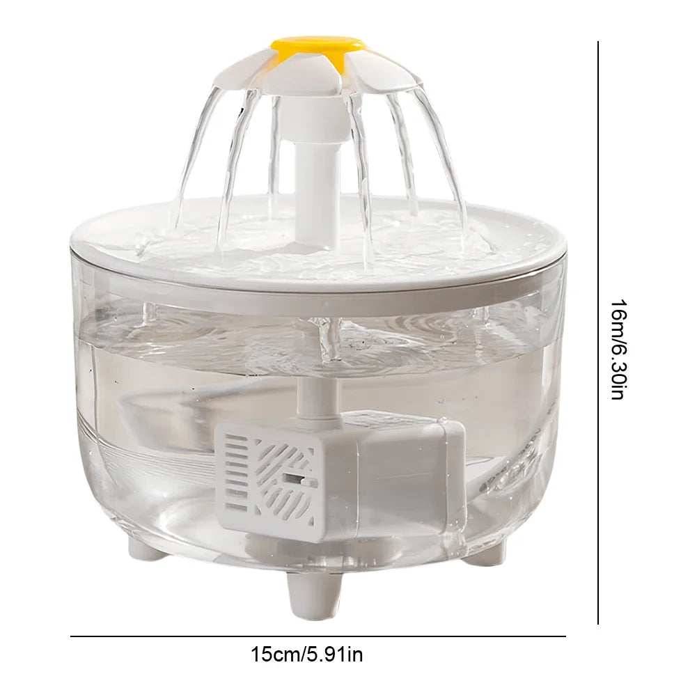 Cat Water Fountain – 1.2L Automatic Pet Water Dispenser with Flower Fountain, 3 Flow Modes & Ultra-Quiet Pump for Cats & Dogs