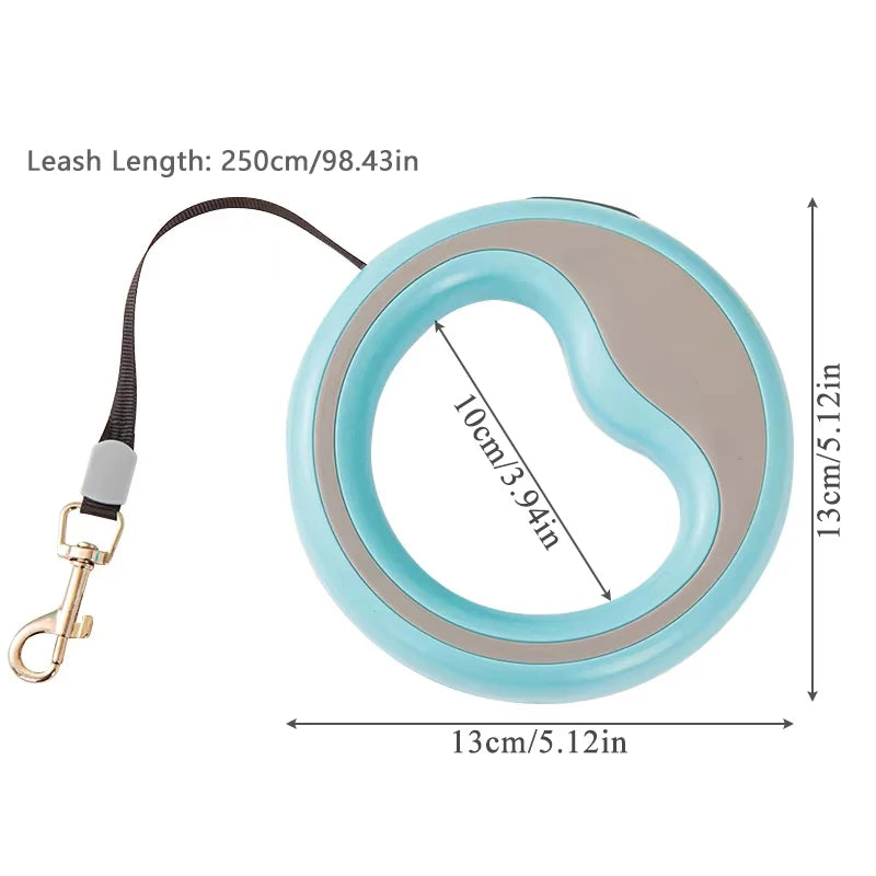 2.5M Retractable Dog Leash – Auto-Lock Quick Release Walking Lead for Small & Medium Pets