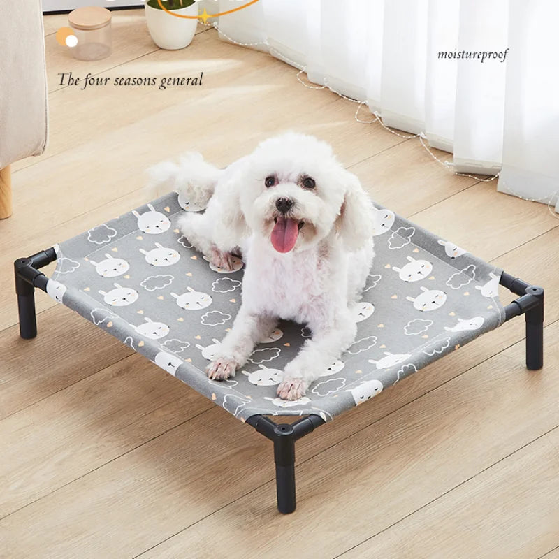 Portable Elevated Pet Bed – Breathable Raised Dog & Cat Cot, Cooling Indoor/Outdoor Pet Lounger, Anti-Moisture Washable Design