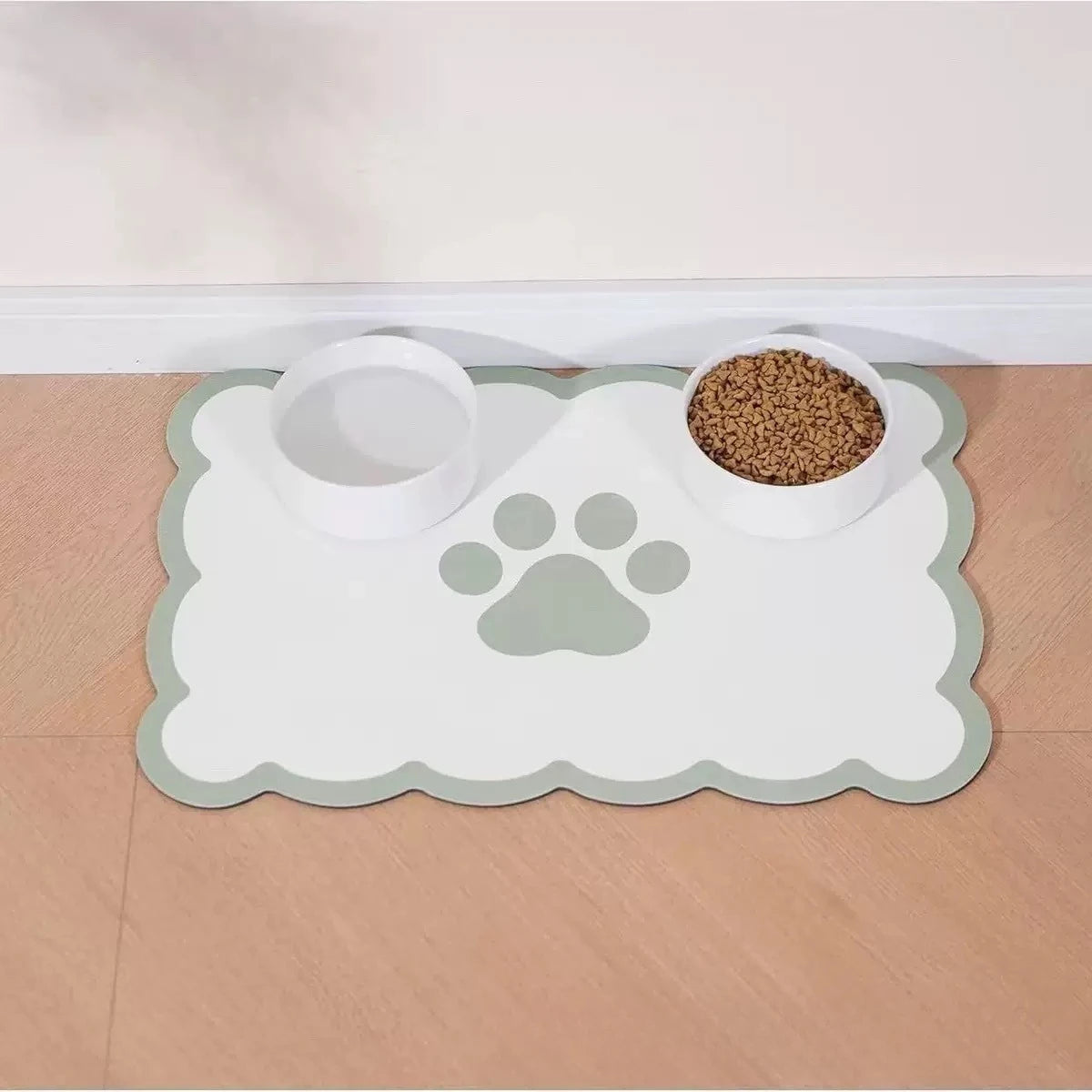 Pet Feeding Mat – Waterproof, Absorbent & Non-Slip Paw Print Placemat for Dog & Cat Food and Water Bowls