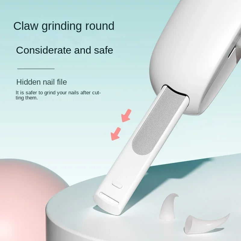 Professional Pet Nail Clippers – Adjustable Safety Cat & Dog Claw Trimmer with Hidden Nail File, Anti-Splash Guard & Lock