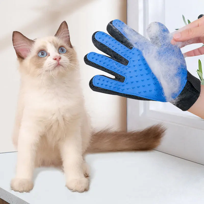Pet Grooming Glove – Five-Finger Deshedding & Hair Removal Glove for Dogs, Cats & Rabbits, Washable Bath & Massage Brush