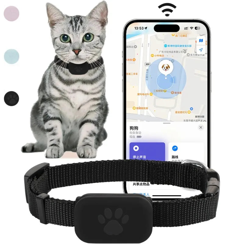 Find My Pet GPS Tracking Collar – Waterproof Anti-Lost Smart Pet Locator for Dogs & Cats (No Charging, 1-Year Battery, Apple Find My Compatible)
