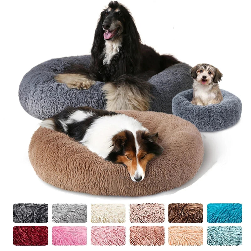 Donut Cuddler Plush Pet Bed – Round Fluffy Calming Dog & Cat Bed, Winter Warm Nest for Small, Medium & Large Pets