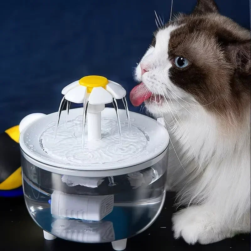 Cat Water Fountain – 1.2L Automatic Pet Water Dispenser with Flower Fountain, 3 Flow Modes & Ultra-Quiet Pump for Cats & Dogs
