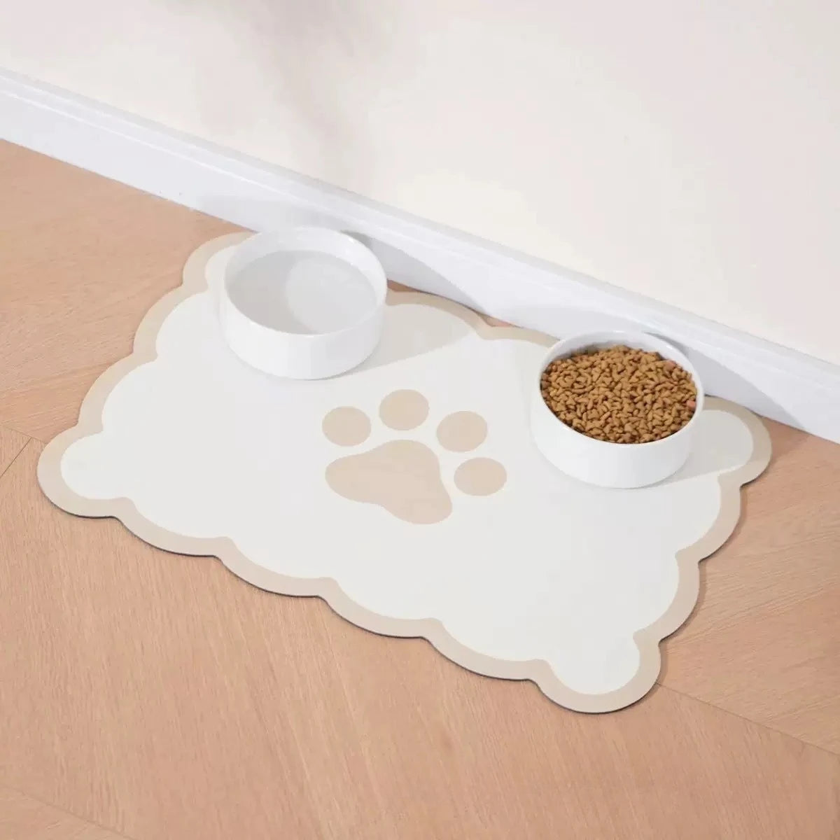 Pet Feeding Mat – Waterproof, Absorbent & Non-Slip Paw Print Placemat for Dog & Cat Food and Water Bowls
