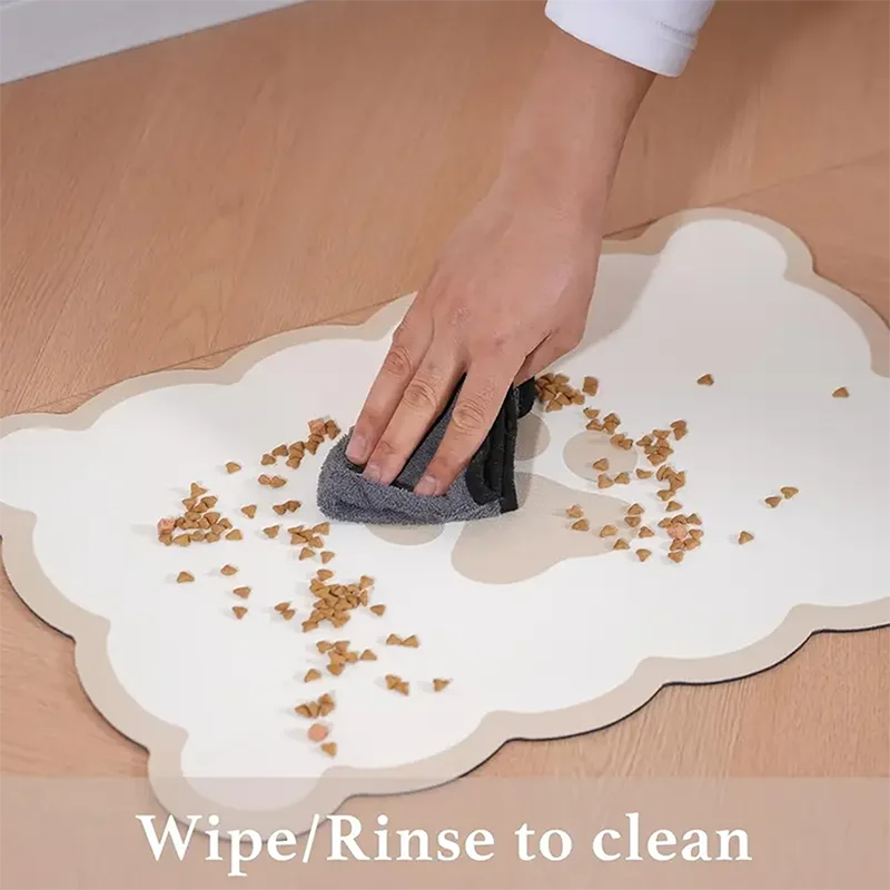 Pet Feeding Mat – Waterproof, Absorbent & Non-Slip Paw Print Placemat for Dog & Cat Food and Water Bowls