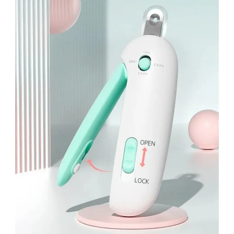 Professional Pet Nail Clippers – Adjustable Safety Cat & Dog Claw Trimmer with Hidden Nail File, Anti-Splash Guard & Lock