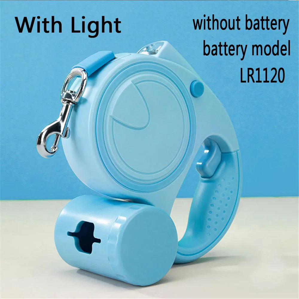Retractable Dog Leash With Led Lights and Poop Bag Holder/Dispenser